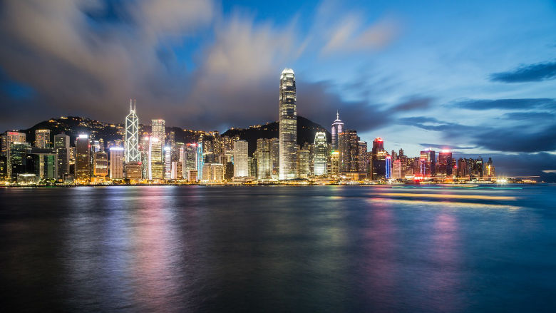 Vista de los rascacielos de Hong Kong