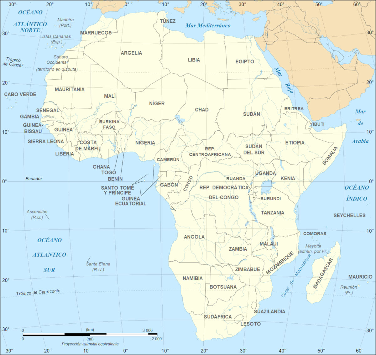 Mapa de países de África