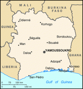 costa de marfil mapa