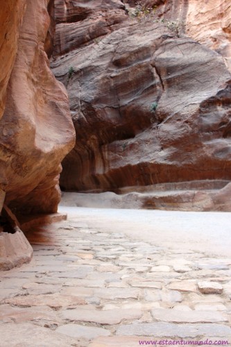 Siq en Petra en Jordania